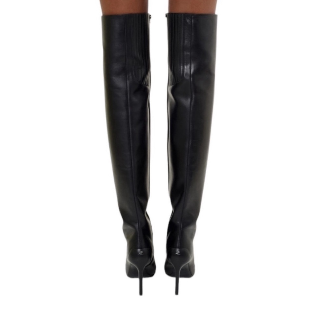 NEW COURREGES Sharp Leather High Boots In Black 38 Womens Over the Knee - Picture 6 of 12